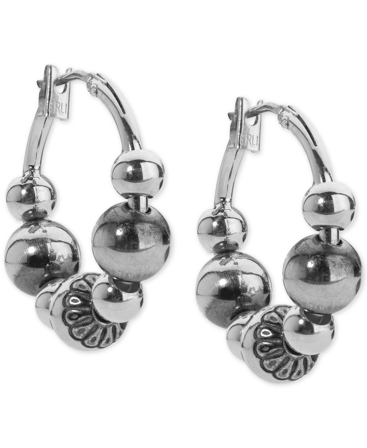 American West Beaded Hoop Earrings in Sterling Silver