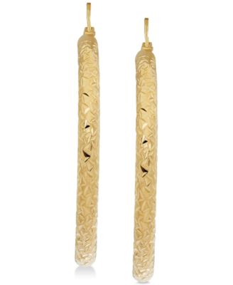Textured Hoop Earrings in 14k Gold, 1 3/8 inch