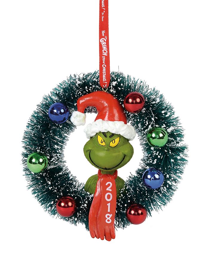 Department 56 Grinch 2018 Wreath Ornament - Macy's