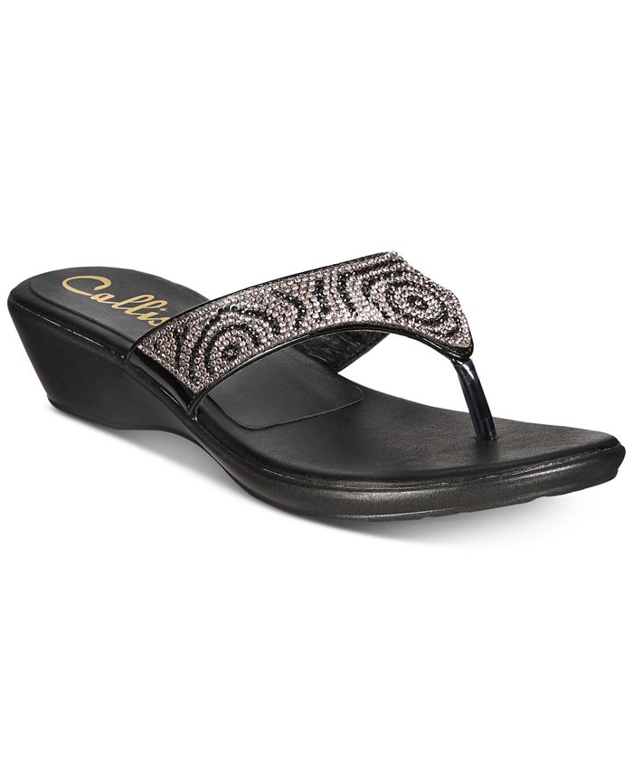 Callisto Sommerville Embellished Slide Thong Wedge Sandals, Created for ...
