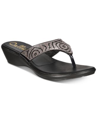 Callisto Sommerville Embellished Slide Thong Wedge Sandals, Created for ...