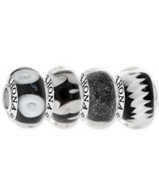 Rhona Sutton - 4-Pc. Set Painted Glass Bead Charms in Sterling Silver