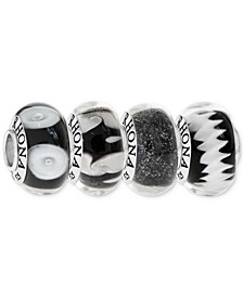 4-Pc. Set Painted Glass Bead Charms in Sterling Silver