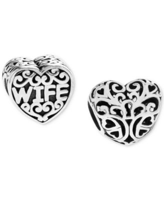 Rhona Sutton - 2-Pc. Wife & Keyhole Heart Bead Charms in Sterling Silver