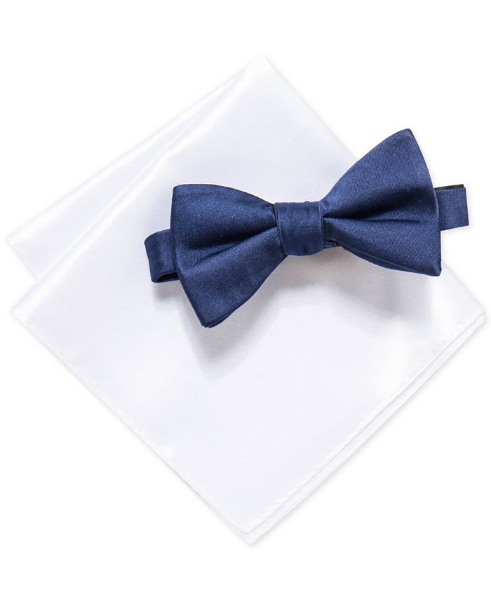 Alfani Men's Pre-Tied Satin Solid Bow Tie & Satin Solid Pocket Square ...