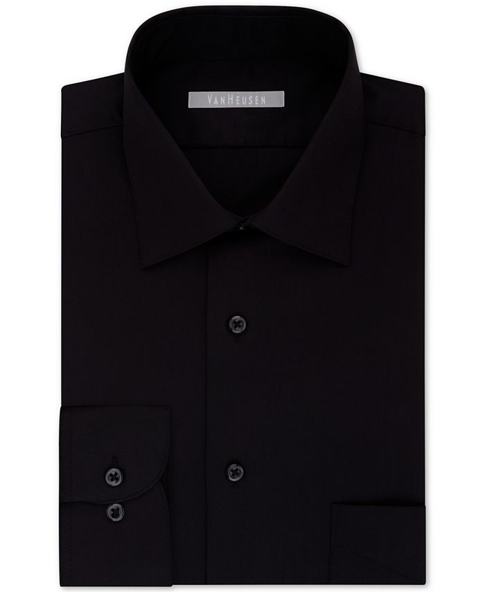 Van Heusen Men's Fitted Lux Sateen Solid Dress Shirt - Macy's