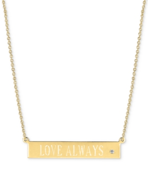 Shop Sarah Chloe Diamond Accent "love Always" Pendant Necklace, 16" + 2" Extender In Gold Over Silver