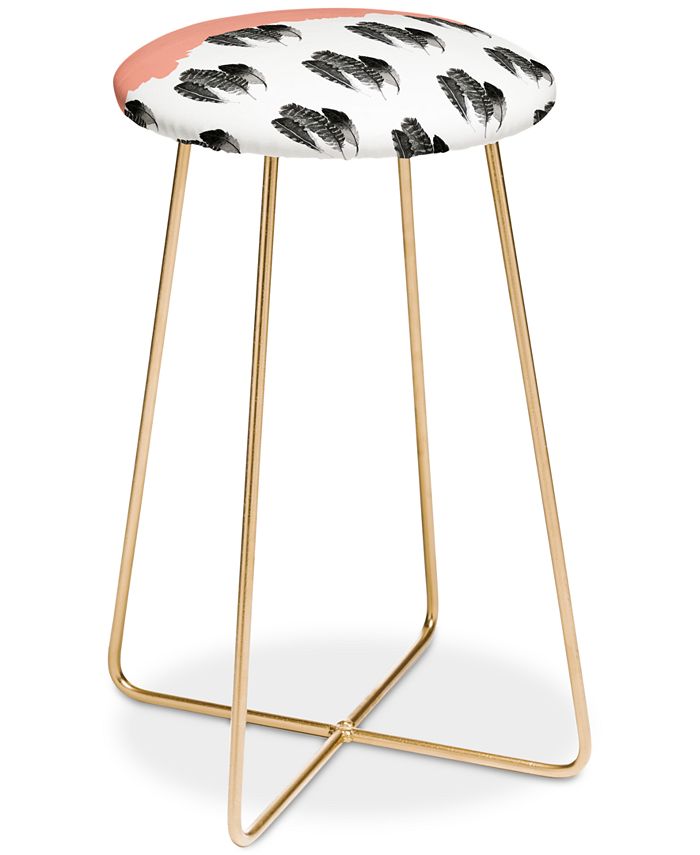 Morgan Kendall Painted Feathers Counter Stool