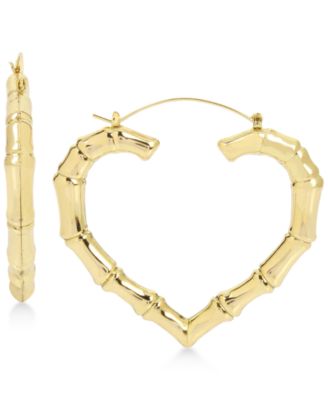 Betsey Johnson - Gold-Tone Bamboo Heart Hoop Earrings