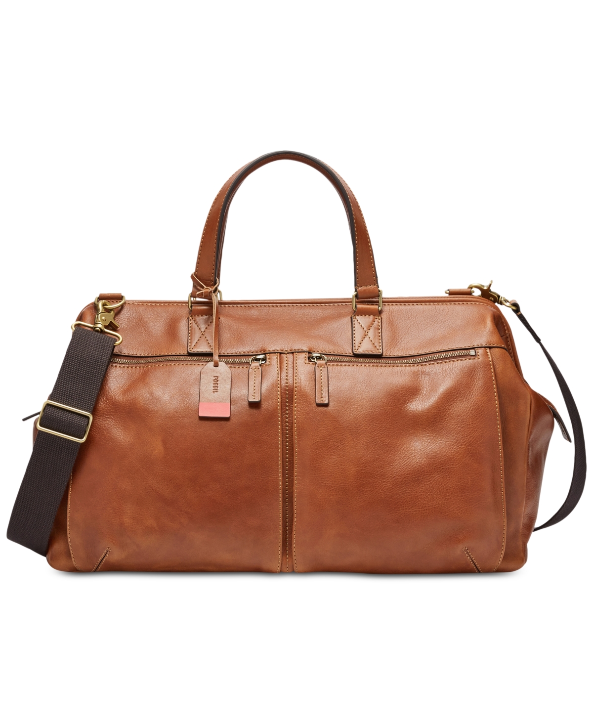 fossil leather duffle bag