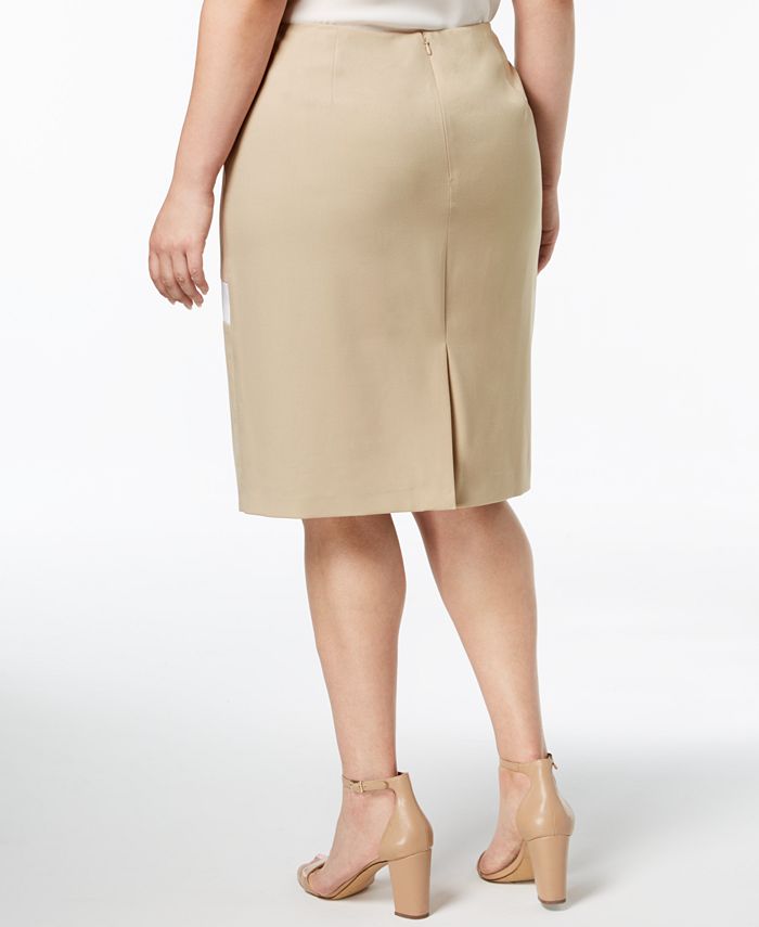 Calvin Klein Plus Size Colorblocked Pencil Skirt - Macy's