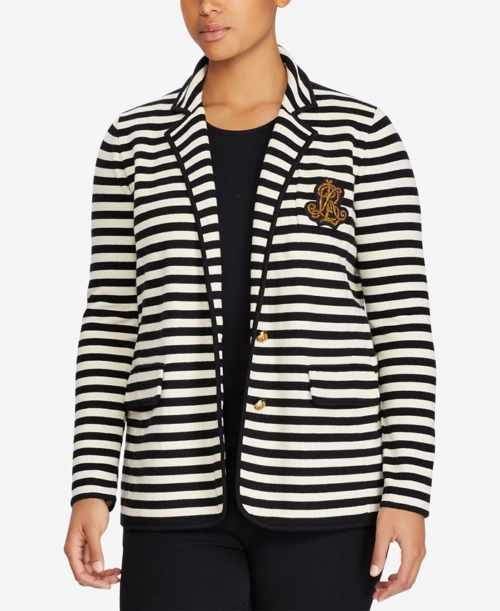 Lauren Ralph Lauren Plus Size Striped Cotton Blazer Macy's