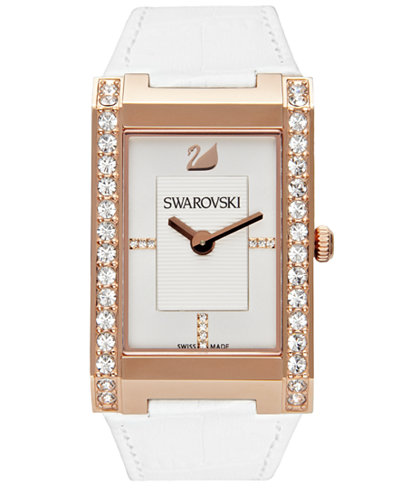 Swarovski Watch, Women's Swiss Citra White Croc Embossed Leather Strap 1094370