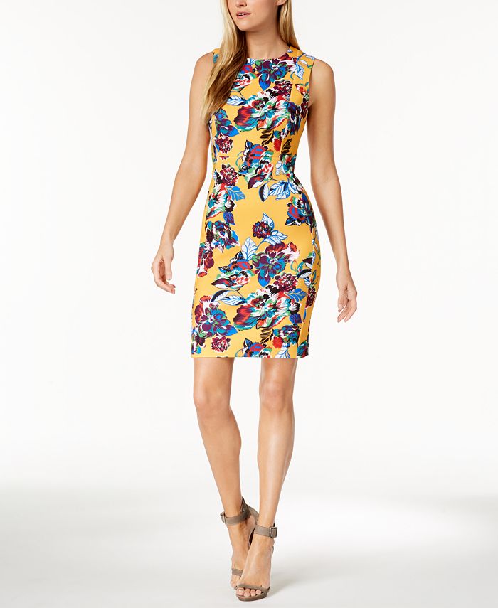 Calvin Klein Floral-Print Sheath Dress - Macy's