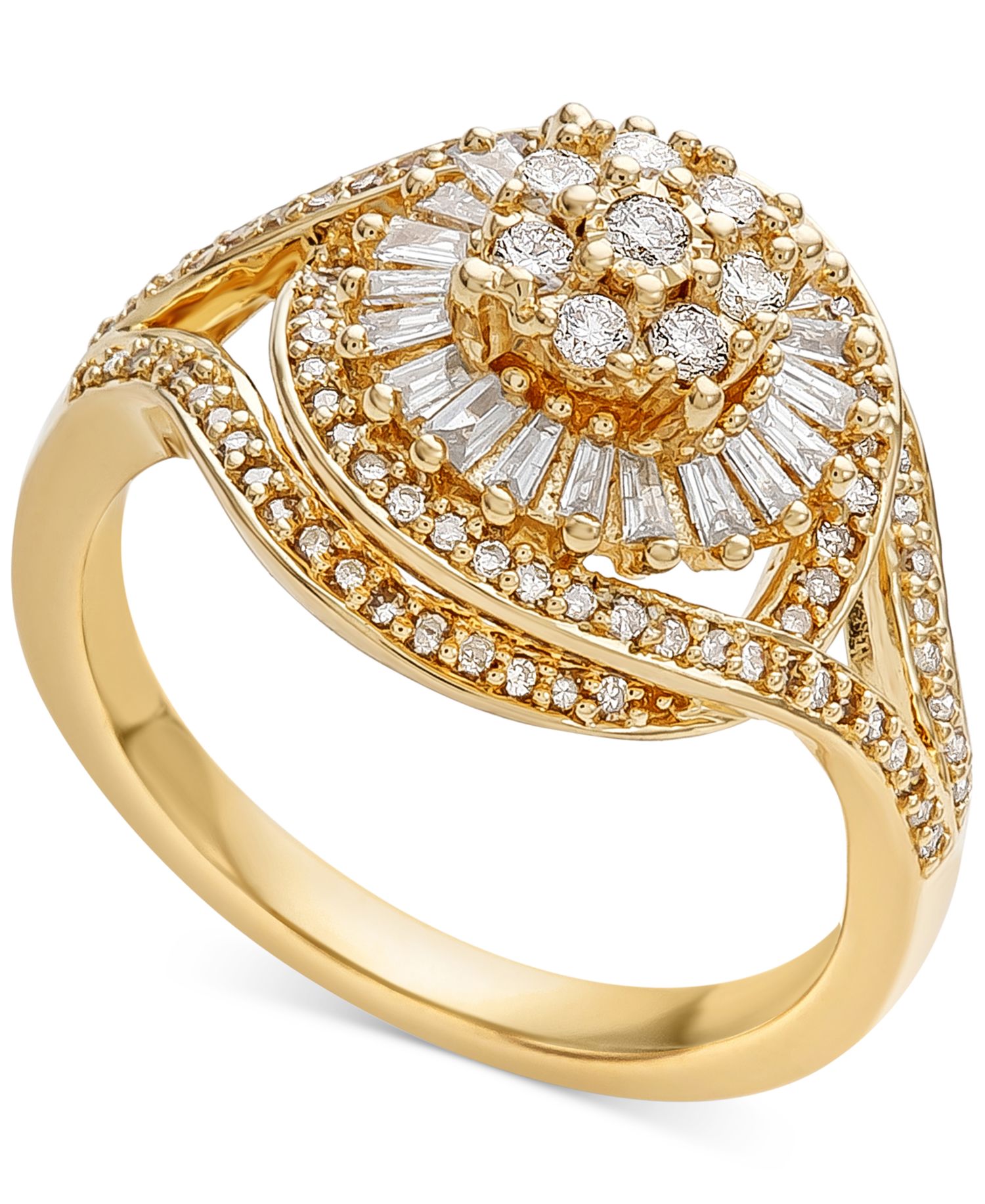 Diamond Starburst Cluster Ring (1/2 ct. t.w.) in Sterling Silver
