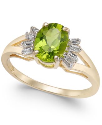 Macy's - Peridot (1-1/2 ct. t.w.) & Diamond (1/8 ct. t.w.) Ring in 14k Gold