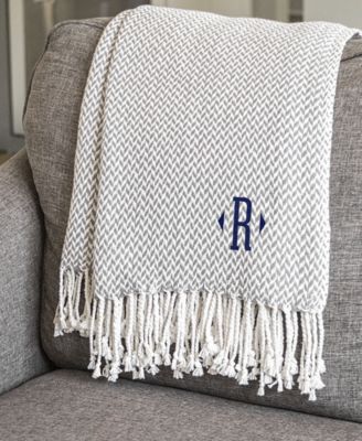 Cathy's Concepts Personalized Grey Herringbone 50" x 60" Throw