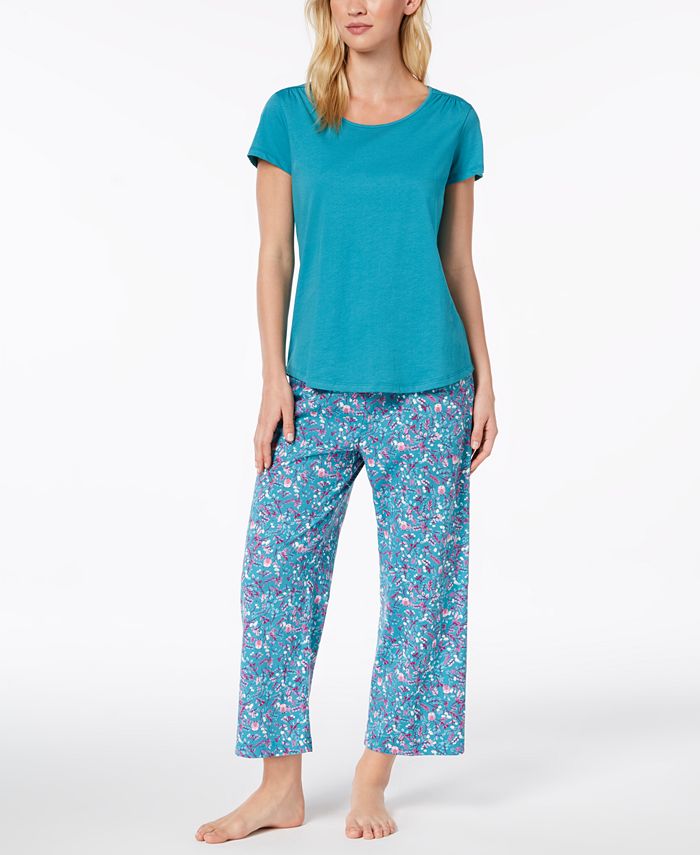 Charter Club Solid Pajama Top Printed Pajama Pants Sleep Separates 
