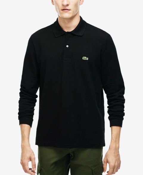 Мужское поло Lacoste Classic Fit Long-Sleeve Polo Shirt, цвет: Чёрный