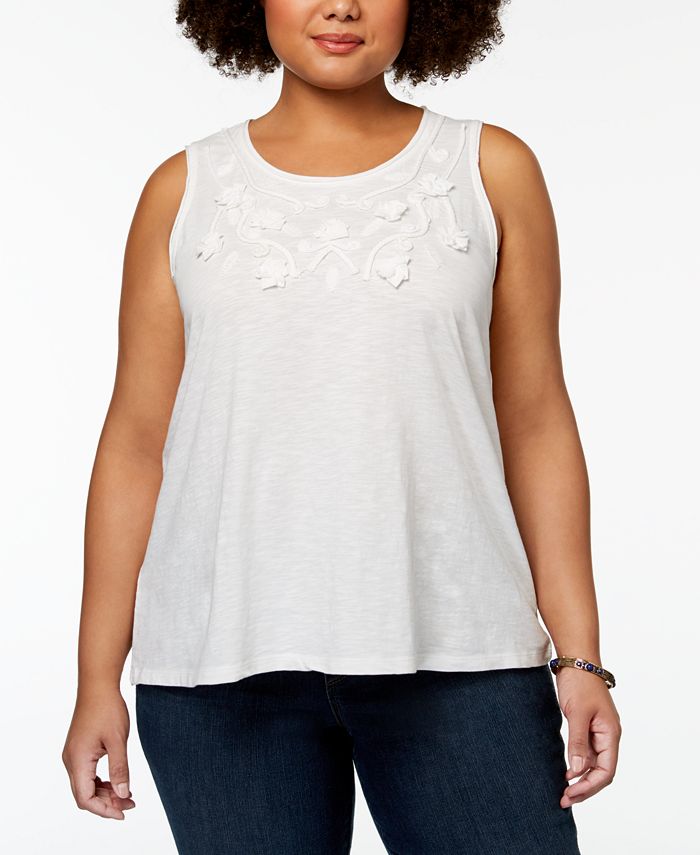Style & Co Plus Size Embellished Swing Tank, Created for Macy's - Macy's