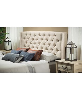 Noble House - Jarson Full/Queen Wingback Tufted Headboard, Direct Ship