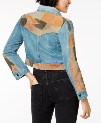 Free People Dallas Suede-Patchwork Denim Jacket