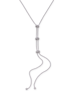 image of Inc Silver-Tone Pave Rondelle Bead Lariat Necklace, 19