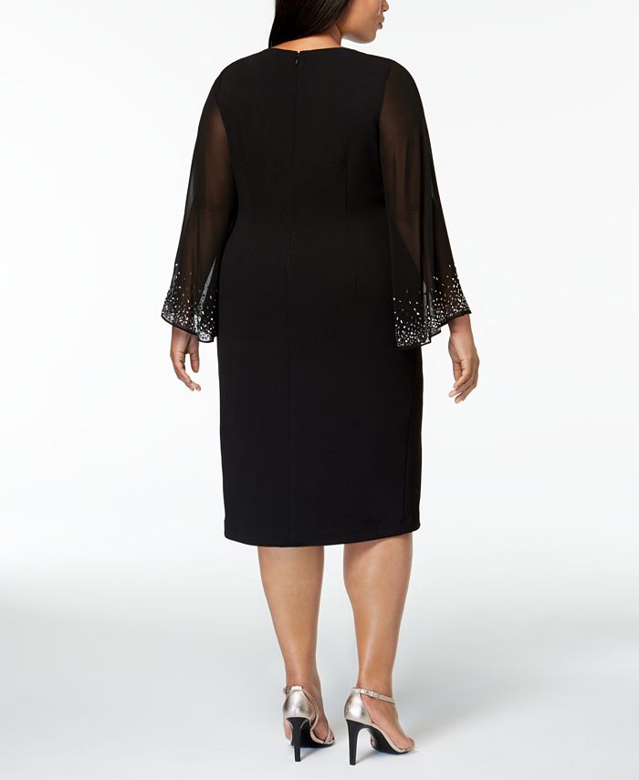 Calvin Klein Plus Size Embellished Chiffon-Sleeve Dress - Macy's