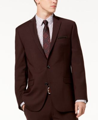 Bar III - Men's Slim-Fit Active Stretch Wine Solid Suit Jacket