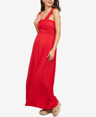 High-Shine Halter Sleeveless Maternity Maxi Dress main image 1