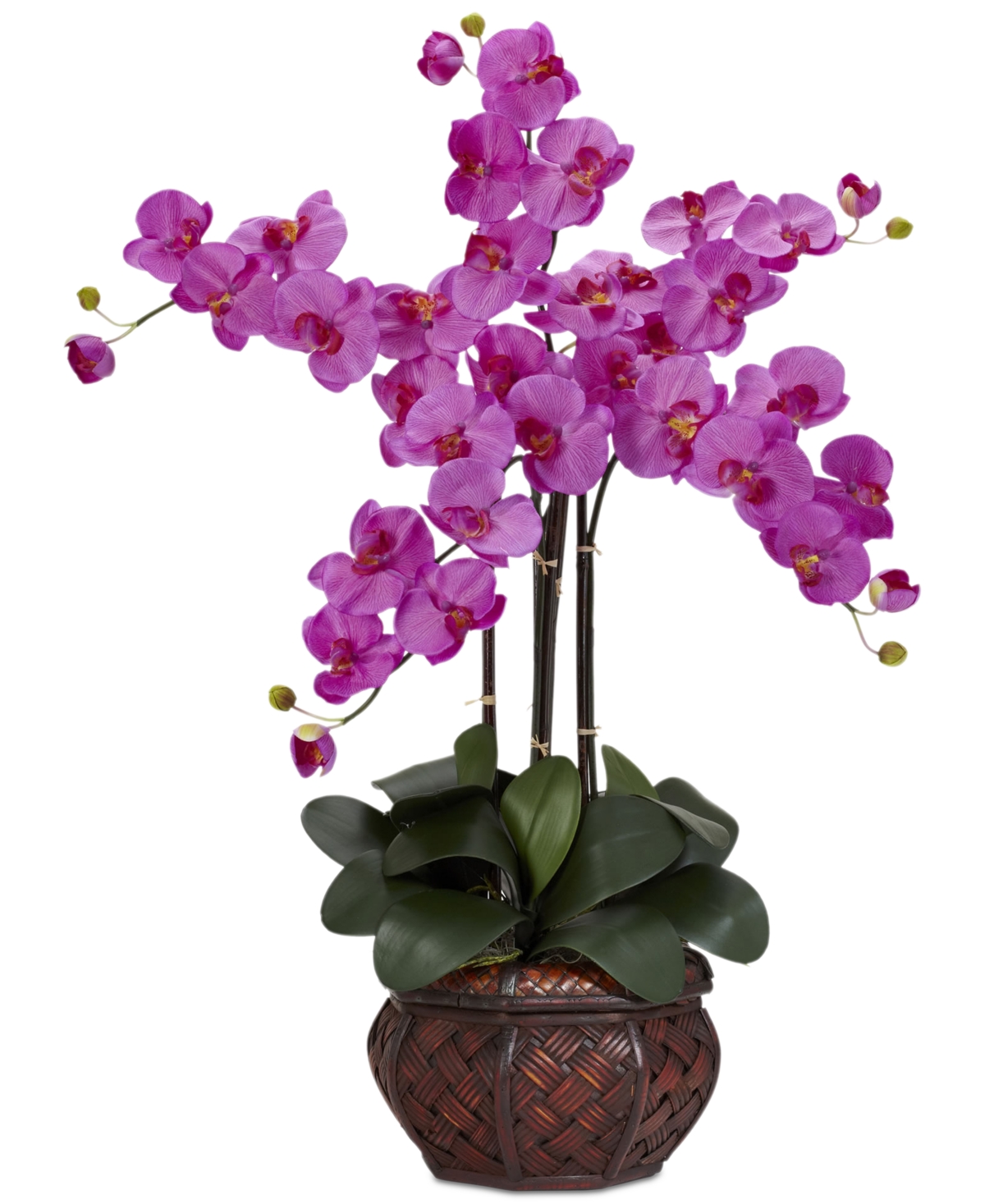 Phalaenopsis Orchid Artificial Flower Arrangement in Decorative Vase - Dark Pink