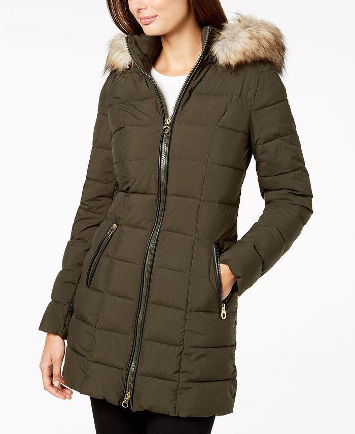 Laundry by Shelli Segal Mixed-Media Hooded Puffer Coat - Macy's