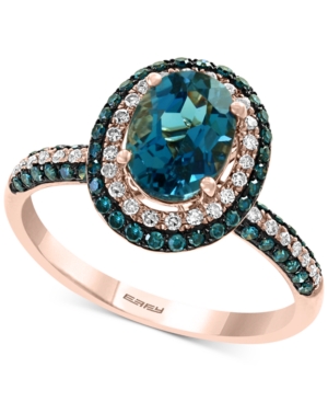 image of Effy London Blue Topaz (1-1/2 ct. t.w.) & Diamond (1/2 ct. t.w.) Ring in 14k Rose Gold