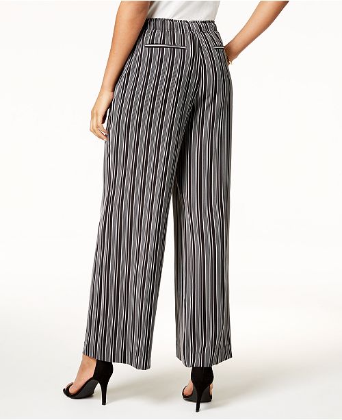 Tommy Hilfiger Striped Wide Leg Pants, Created for Macy's & Reviews ...