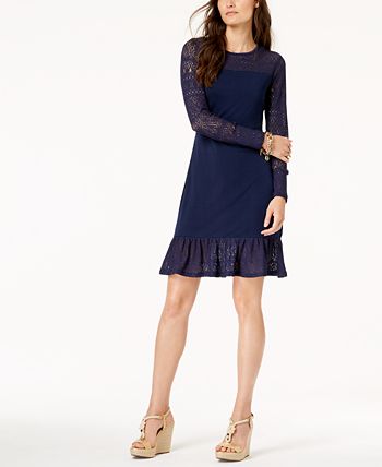Michael Kors Pointelle Trim Flounce Dress Macy s