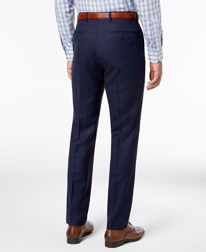 DKNY Men's Slim-Fit Blue Windowpane Suit Pants & Reviews - Pants - Men ...