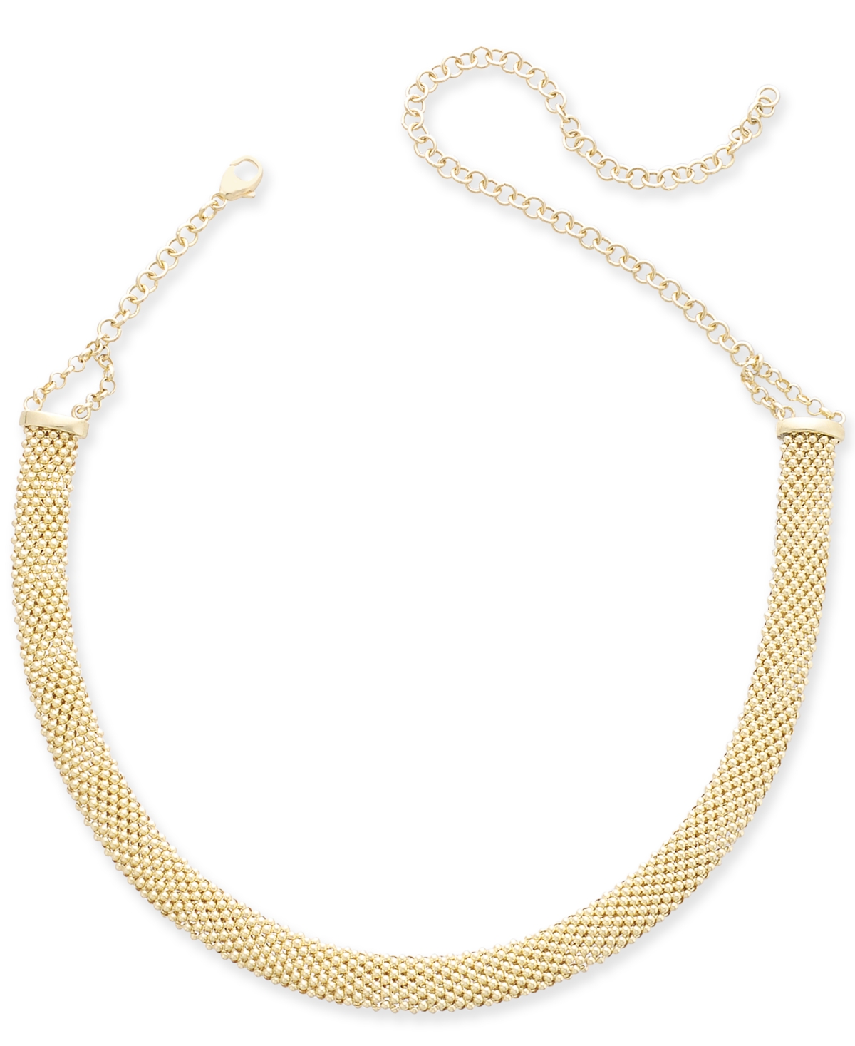 Popcorn Mesh Link Choker Necklace in 14k Gold-Plated Sterling Silver, 13" + 5" extender - Yellow Gold