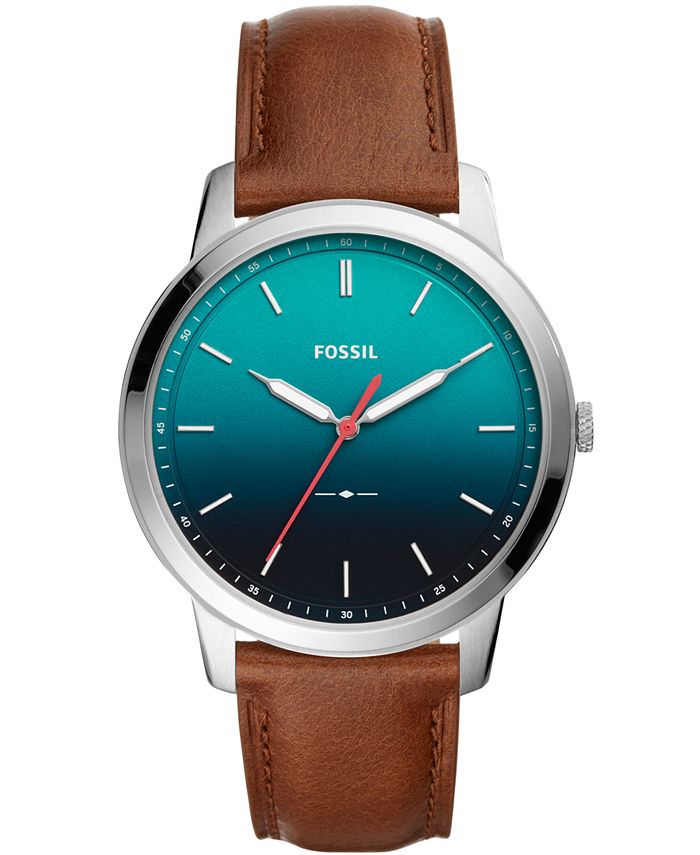 Fossil Men's Minimalist Brown Leather Strap Watch 44mm Macy's