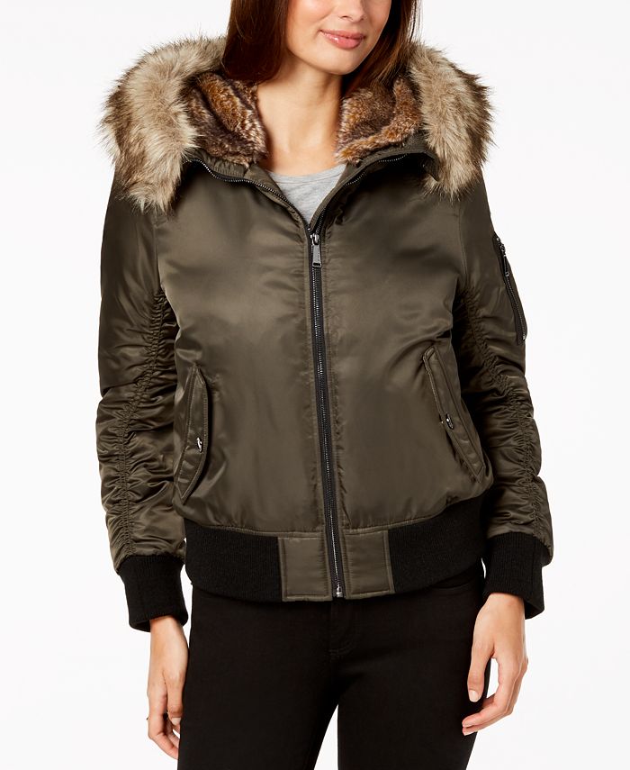 BCBGeneration Faux Fur Trim Bomber Jacket Macy s