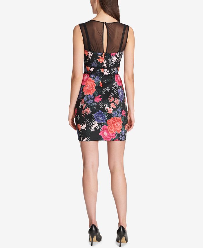 GUESS Floral Corset-Seam Bodycon Dress - Macy's