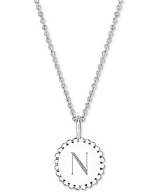 Initial Medallion Pendant Necklace in Sterling Silver, 18"