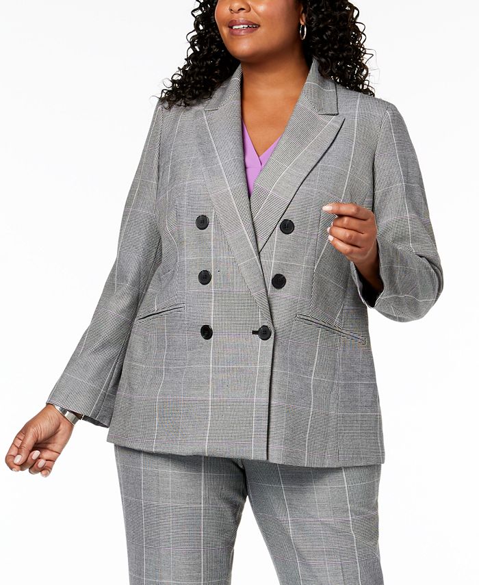 Nine West Plus Size Plaid DoubleBreasted Jacket Macy's