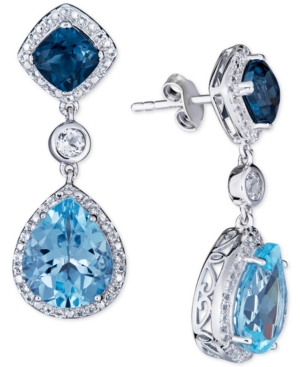 image of Blue Topaz (5 ct. t.w.) & White Topaz (3/4 ct. t.w.) Drop Earrings in Sterling Silver