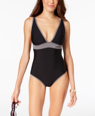 calvin klein deep v one piece swimsuit