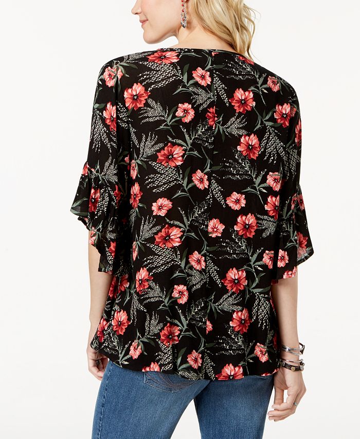 Style & Co Printed Peasant Top, Created for Macy's - Macy's