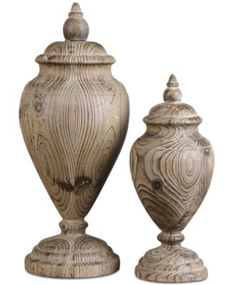 Uttermost - Brisco Carved Wood Finials, Set of 2