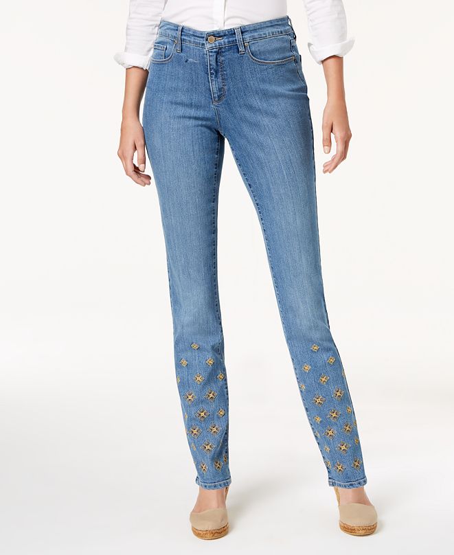 Charter Club Petite Emma Embroidered Jeans, Created for Macy's