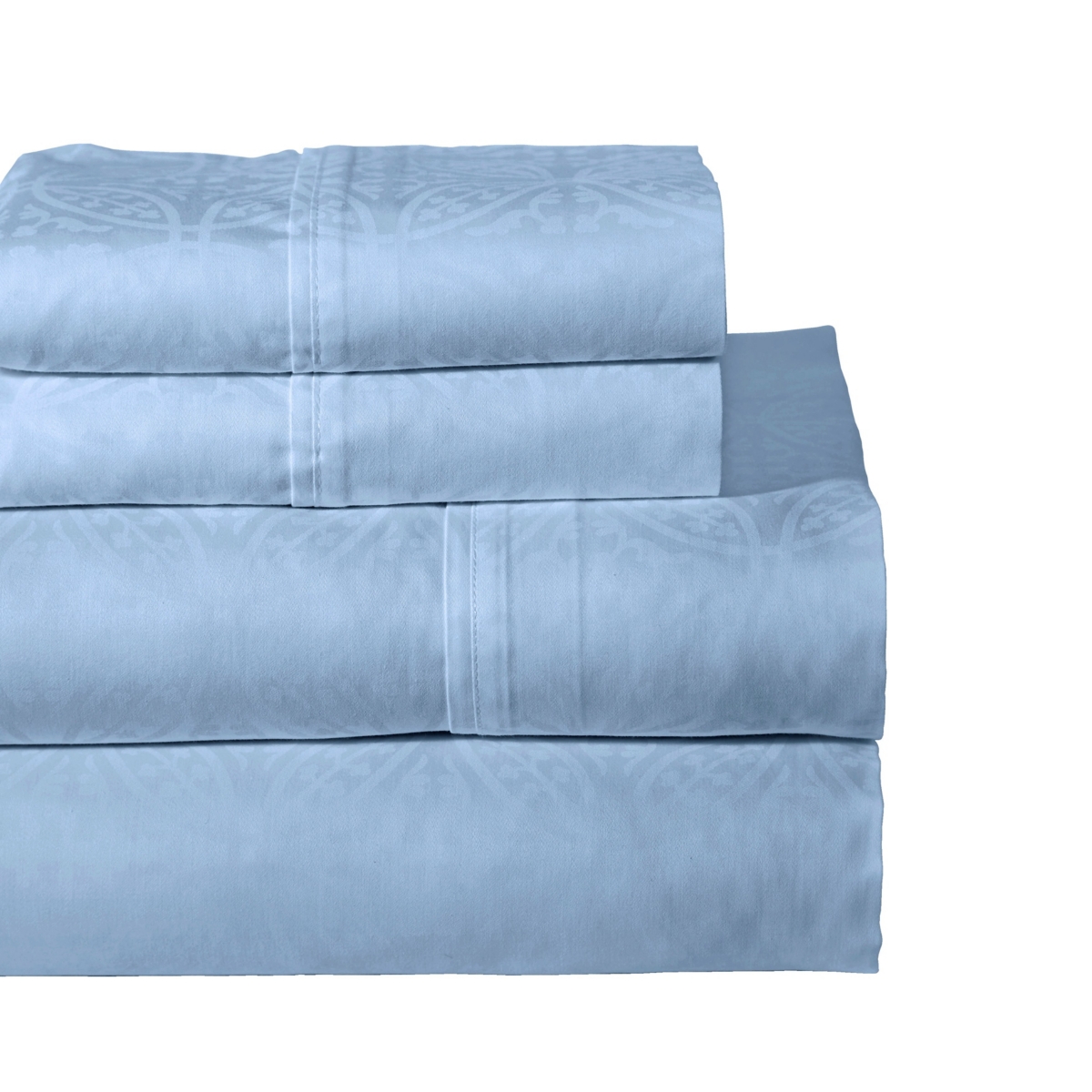 Pointehaven Printed 300 Thread Count Cotton Sateen 4-pc. Sheet Sets, King In Blue