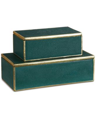 Set of 2 Karis Emerald Green Boxes
