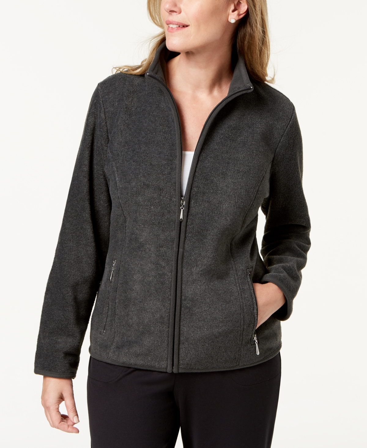 Karen scott fleece jacket plus size top